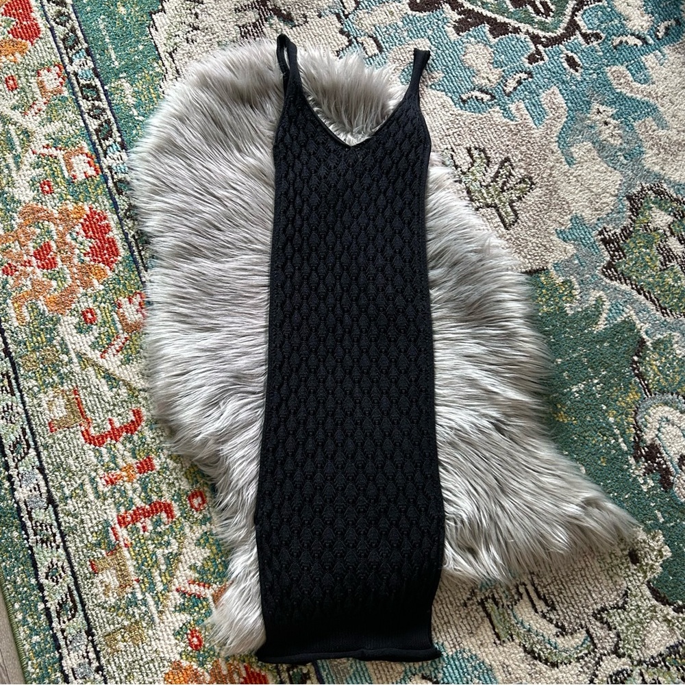 POL Black Crochet Dress
